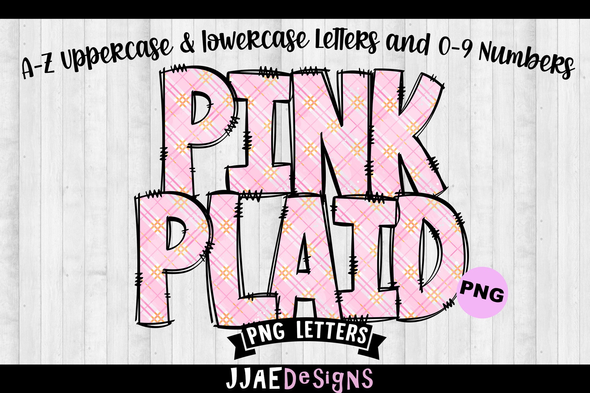 Pink Plaid PNG Letters