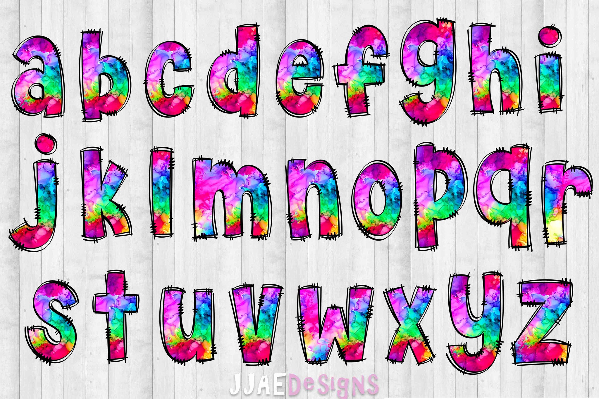 Rainbow Watercolor PNG Letters