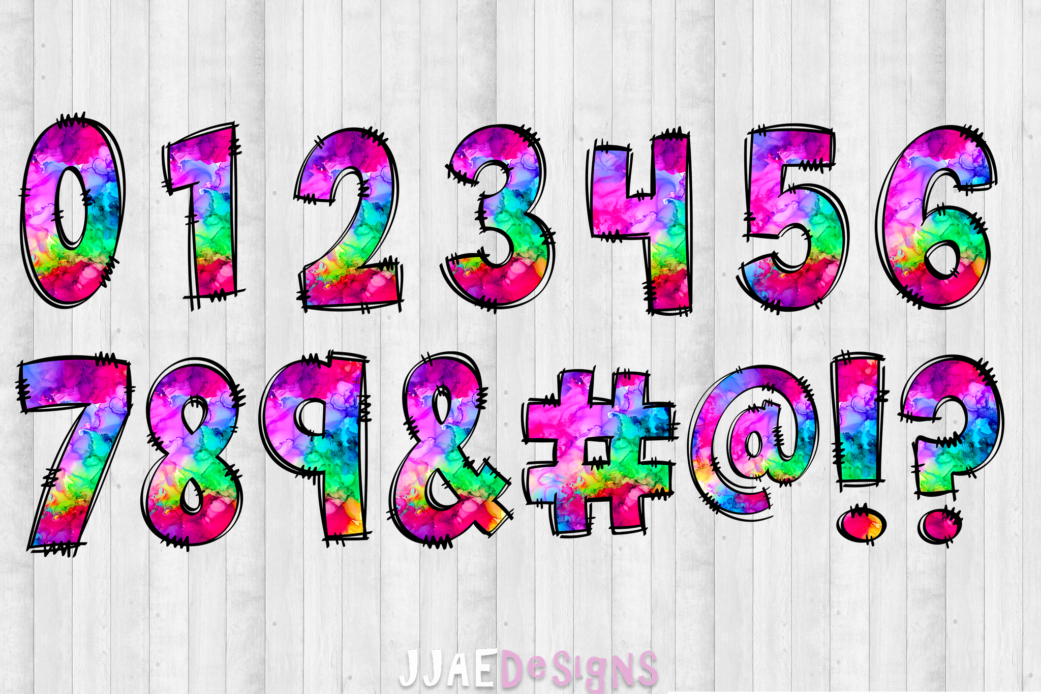 Rainbow Watercolor PNG Letters