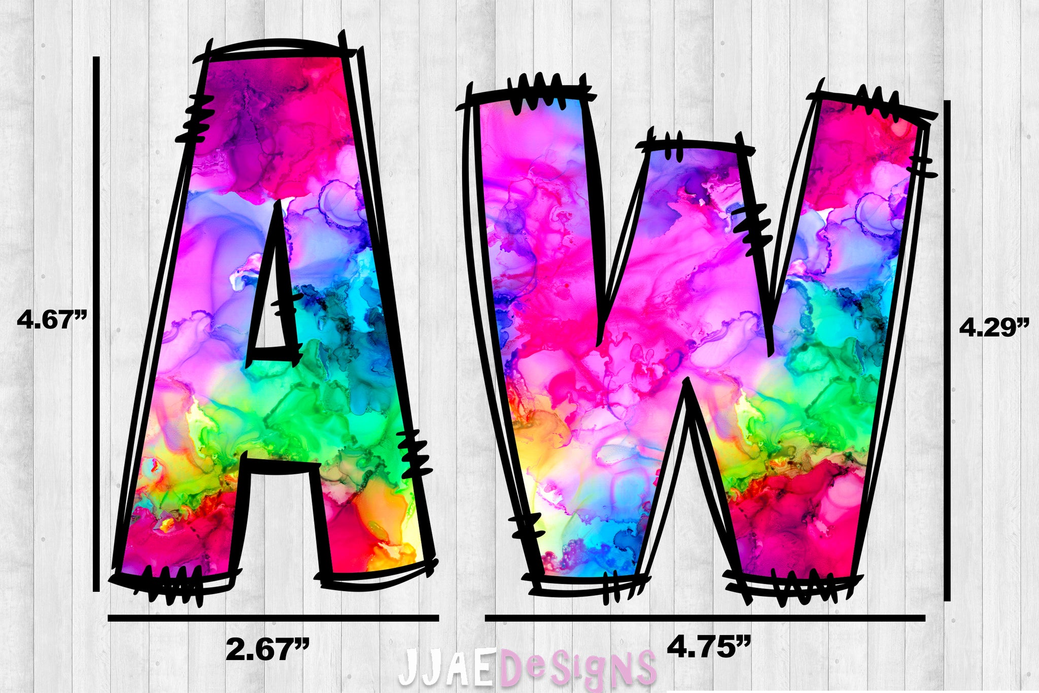 Rainbow Watercolor PNG Letters