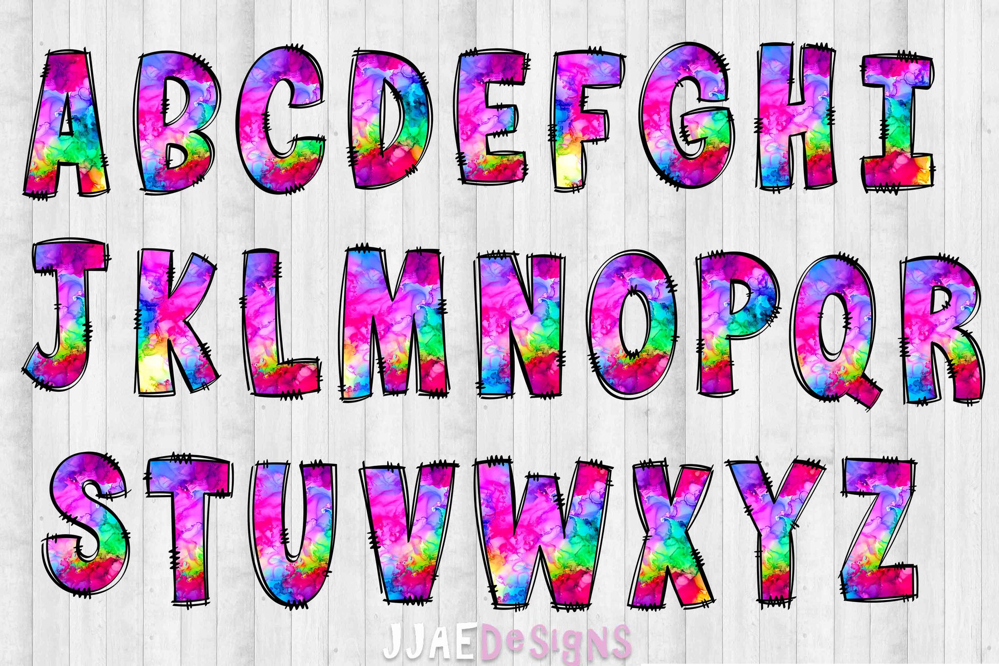 Rainbow Watercolor PNG Letters