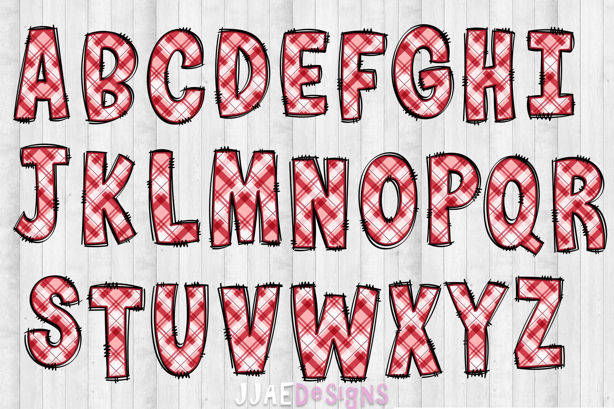 Christmas Plaid PNG Letters