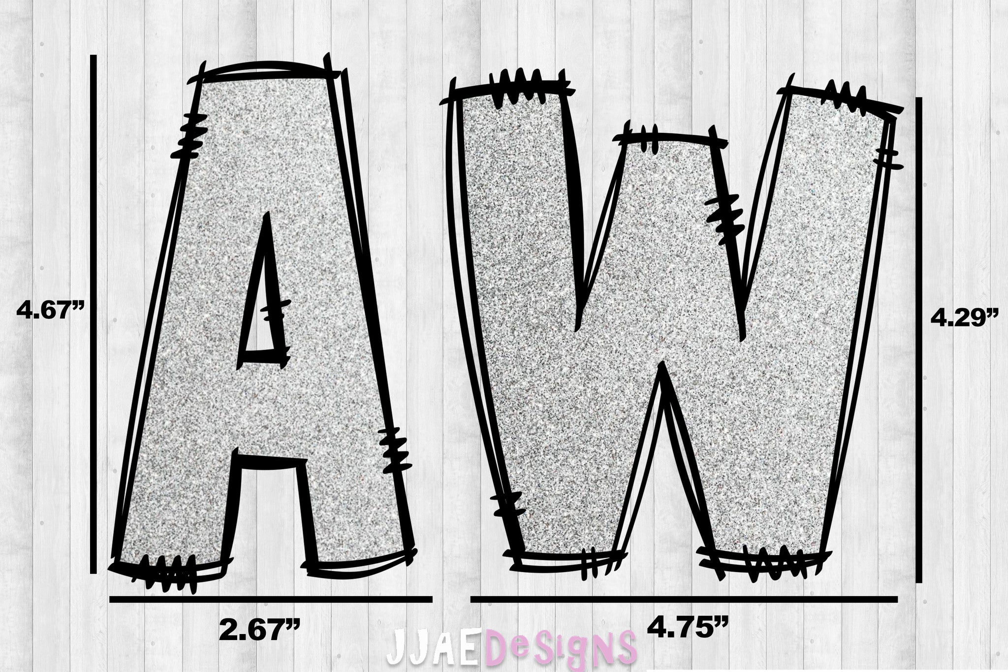 Silver Glitter PNG Letters