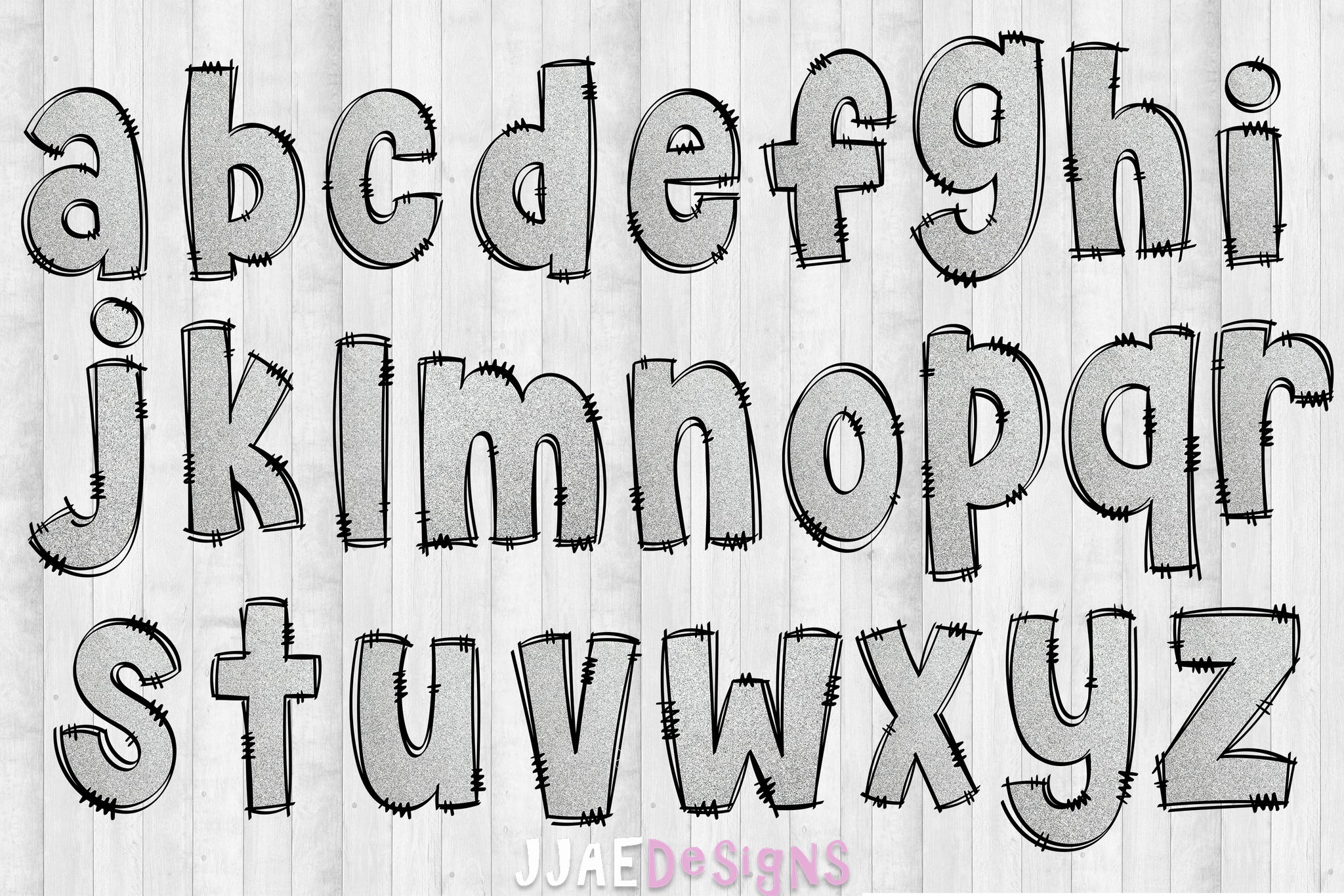 Silver Glitter PNG Letters