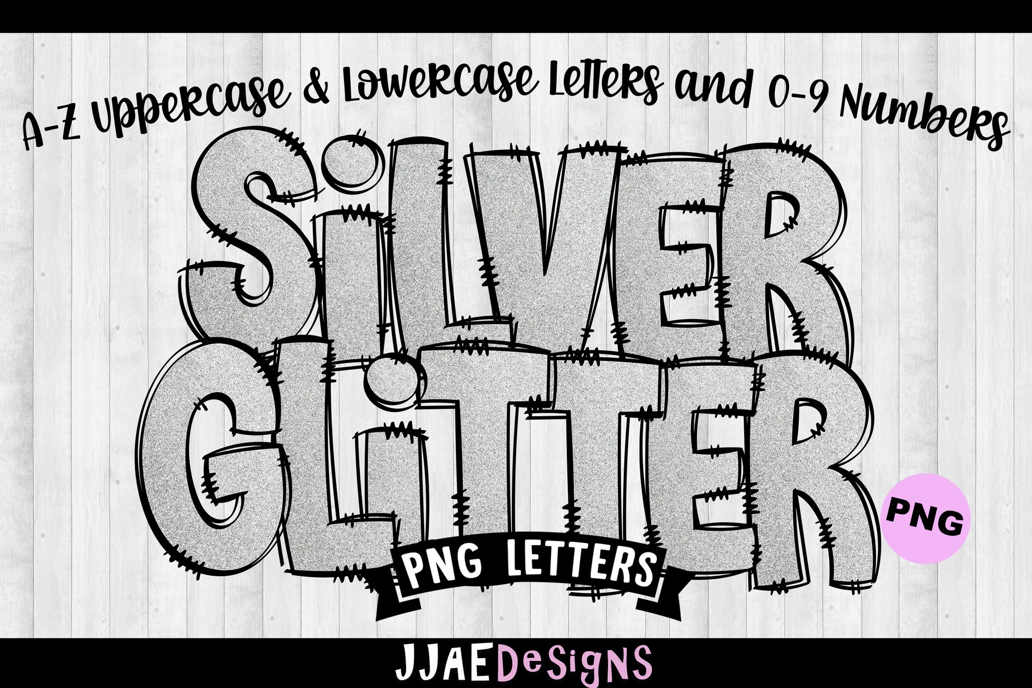 Silver Glitter PNG Letters