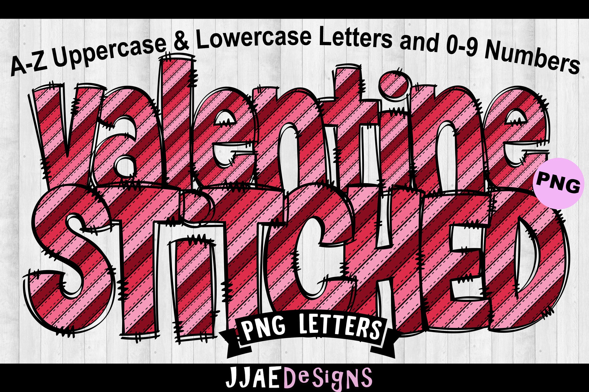 Valentine Stitched PNG Letters