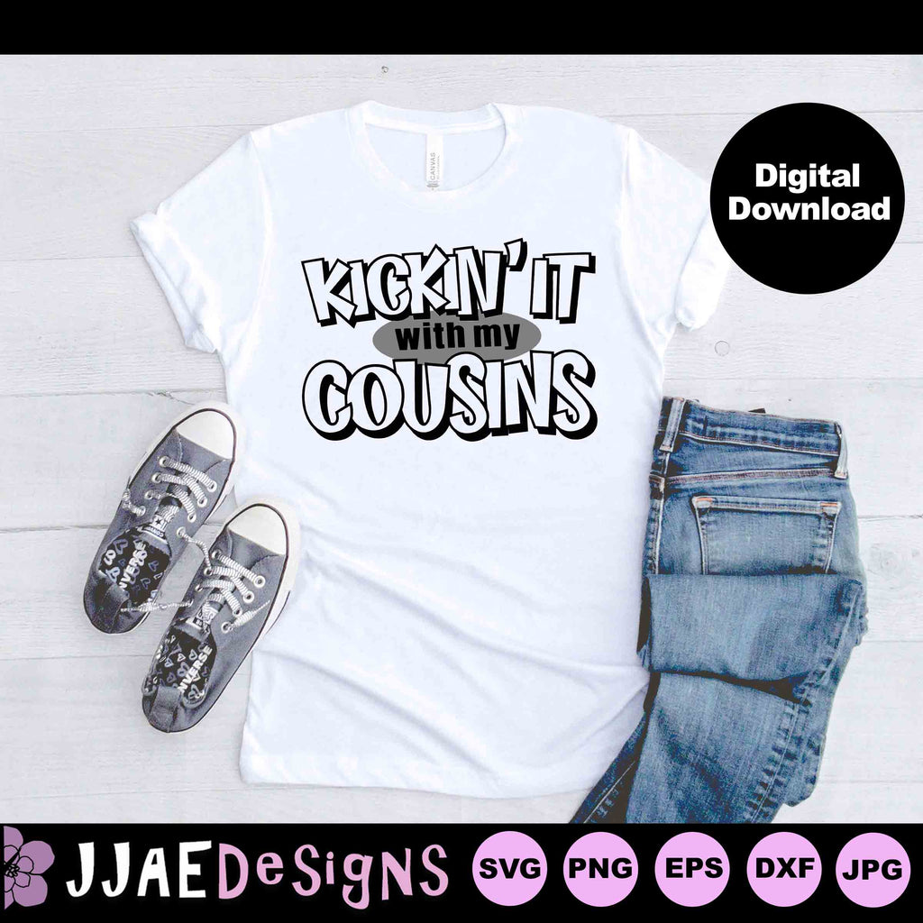 Picture of Kickin' it with my Cousins design on a white tshirt