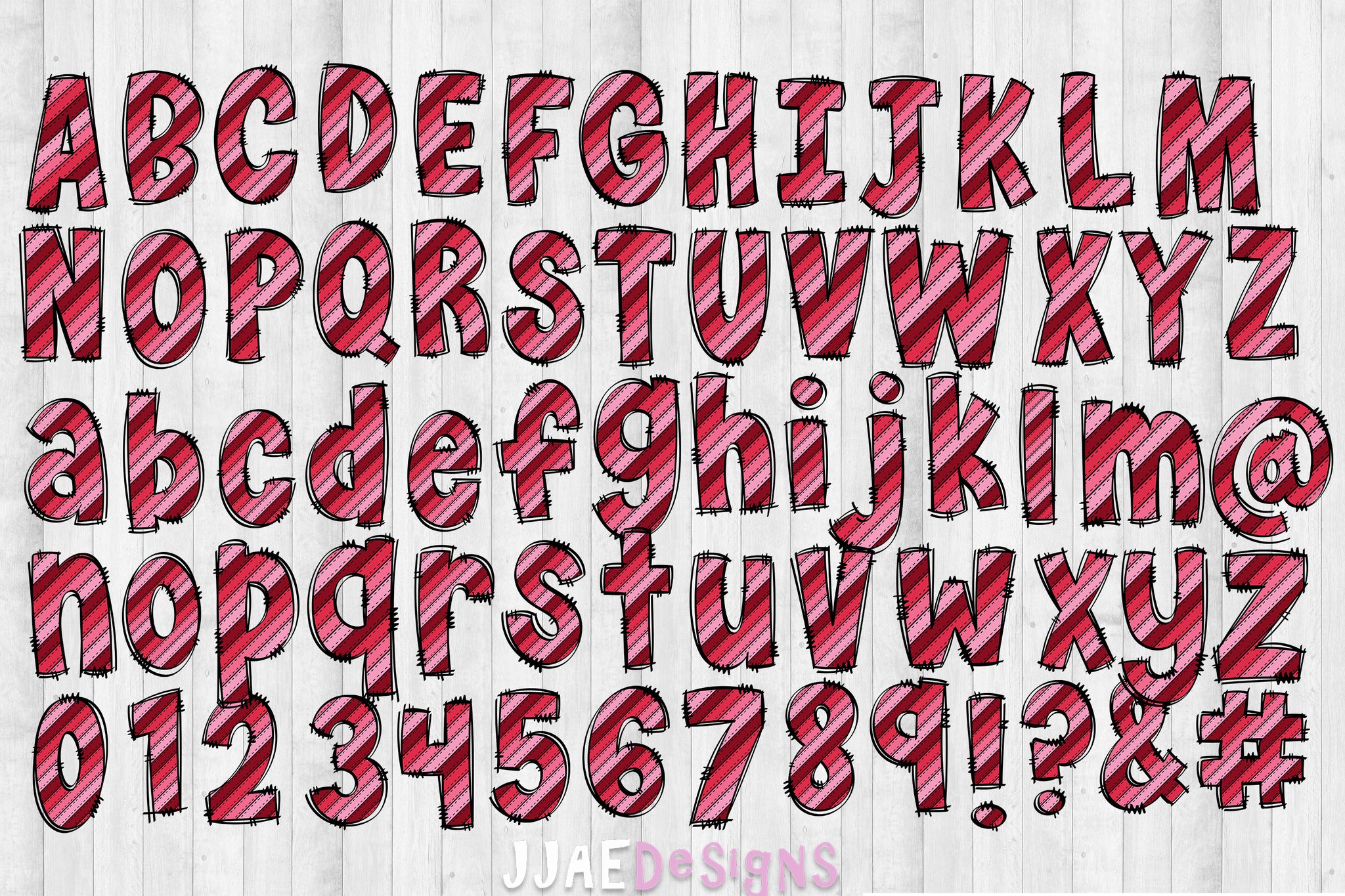 Valentine Stitched PNG Letters