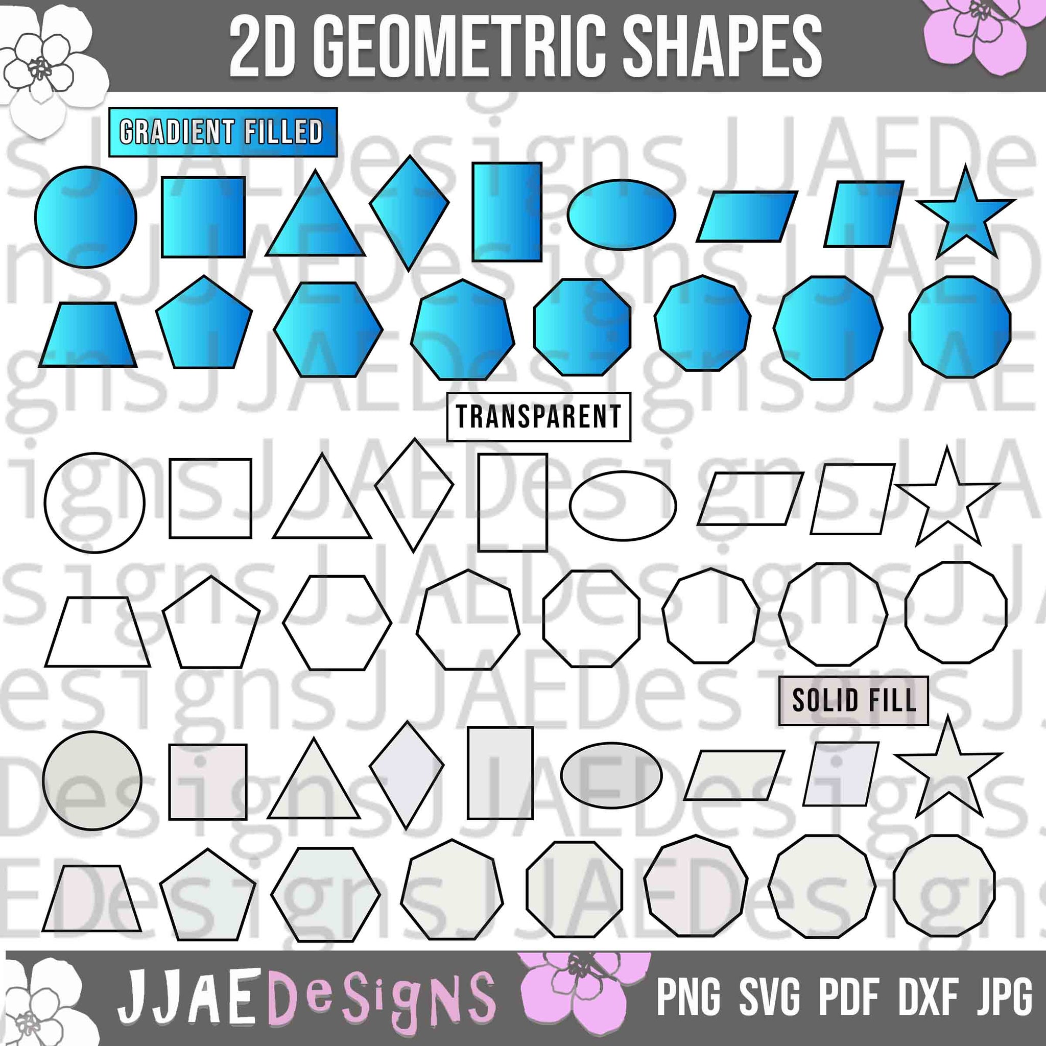 Geometry: 2D Geometry Shapes Clipart Set