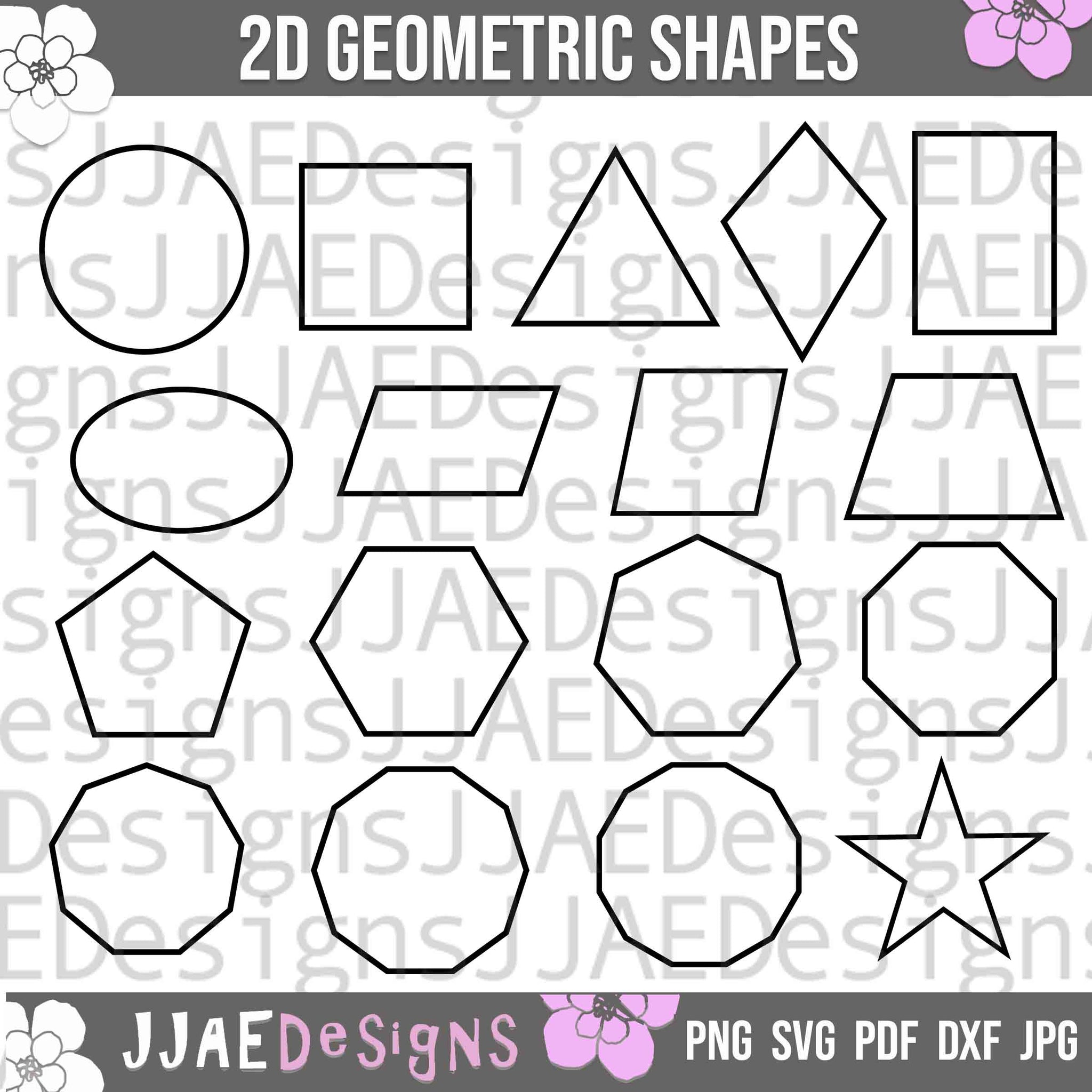 Geometry: 2D Geometry Shapes Clipart Set
