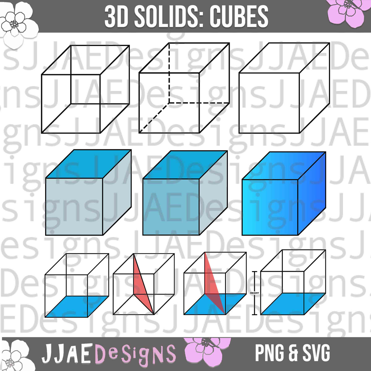 Geometry: Cubes Clipart Set – JJAEDesigns